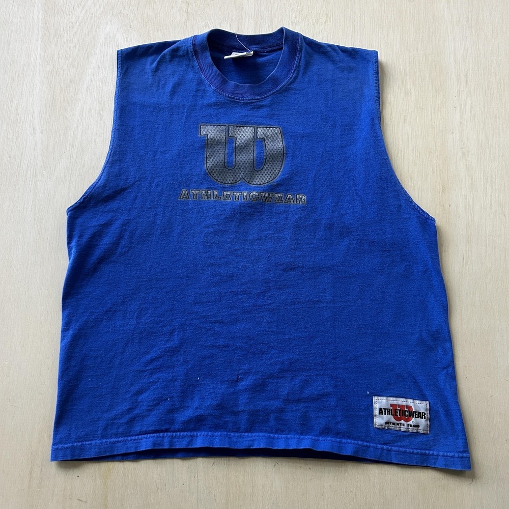 Vintage Wilson Tank Top Shirt Mens XL Blue Athleticwear Sleeveless Gym Training